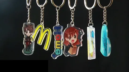 Personalisierter 3D-Kawaii-gedruckter Laser-süßer Fotoalbum-Schlüsselanhänger, Anime-Cartoon-Kunststoff-Schlüsselanhänger, gefrostete Acryl-Charms, individuell