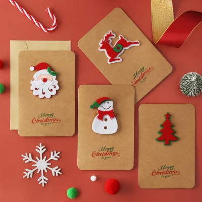 Hochwertige Retro-Grußkarten aus braunem Kraftpapier als Weihnachtsgeschenk mit Umschlag