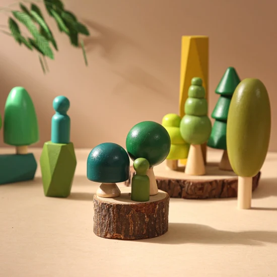 Miniatur-Baumspielzeug aus Holz, balancierende, stapelbare Steinblöcke, kreatives Lernspielzeug